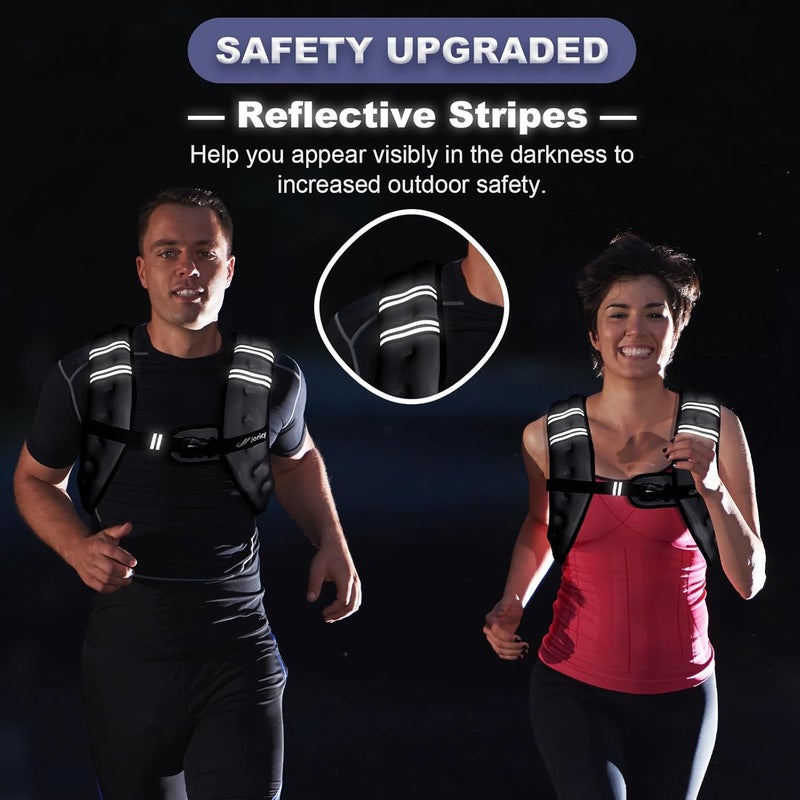 JORICY Weighted Vest Woman 5lb/8lb/10lb/12lb/15lb/20lb/25lb/30lb Weight Vest for Women Men, Rucking Vests with Reflective Stripe for Running Workout Walking Strength Training Weight Loss Fitness Weightlifting - Image 4